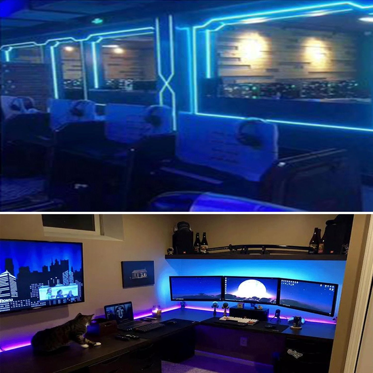 HAASHADA LED Strip Lights, DC12V 5m/16.4ft Dimmable SMD 5730 (5630 Upgraded) Super Bright 600LEDs 28000LM LED Ribbon Lights Strip Non-Waterproof, 2 Times Brighter Than 3528, Blue