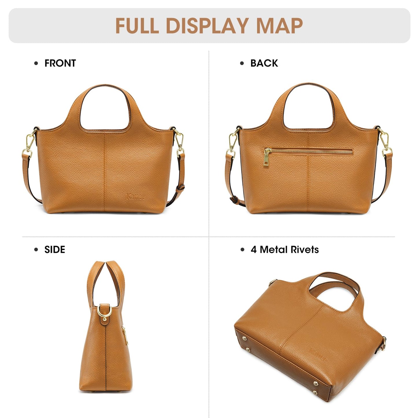 Kattee Leather Crossbody Bags for Women Cross Body Purses,Small Shoulder Tote Bag, Women's Satchel Handbags with Top Handle