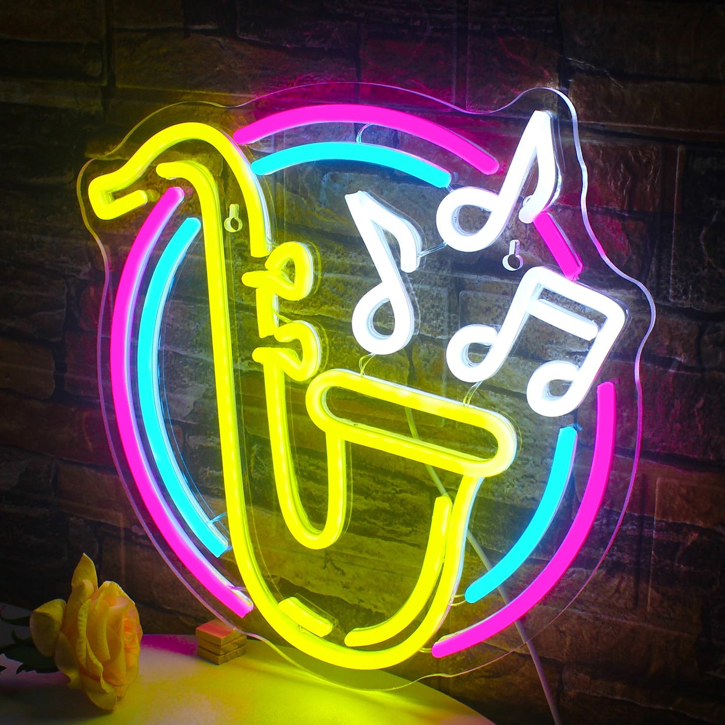 FAXFSIGN Saxophone Neon Sign Led Neon Lights for Wall Decor Jazz Music Light Up Signs for Bedroom Music Live Studio Classroom Party Decorations Christmas Gifts