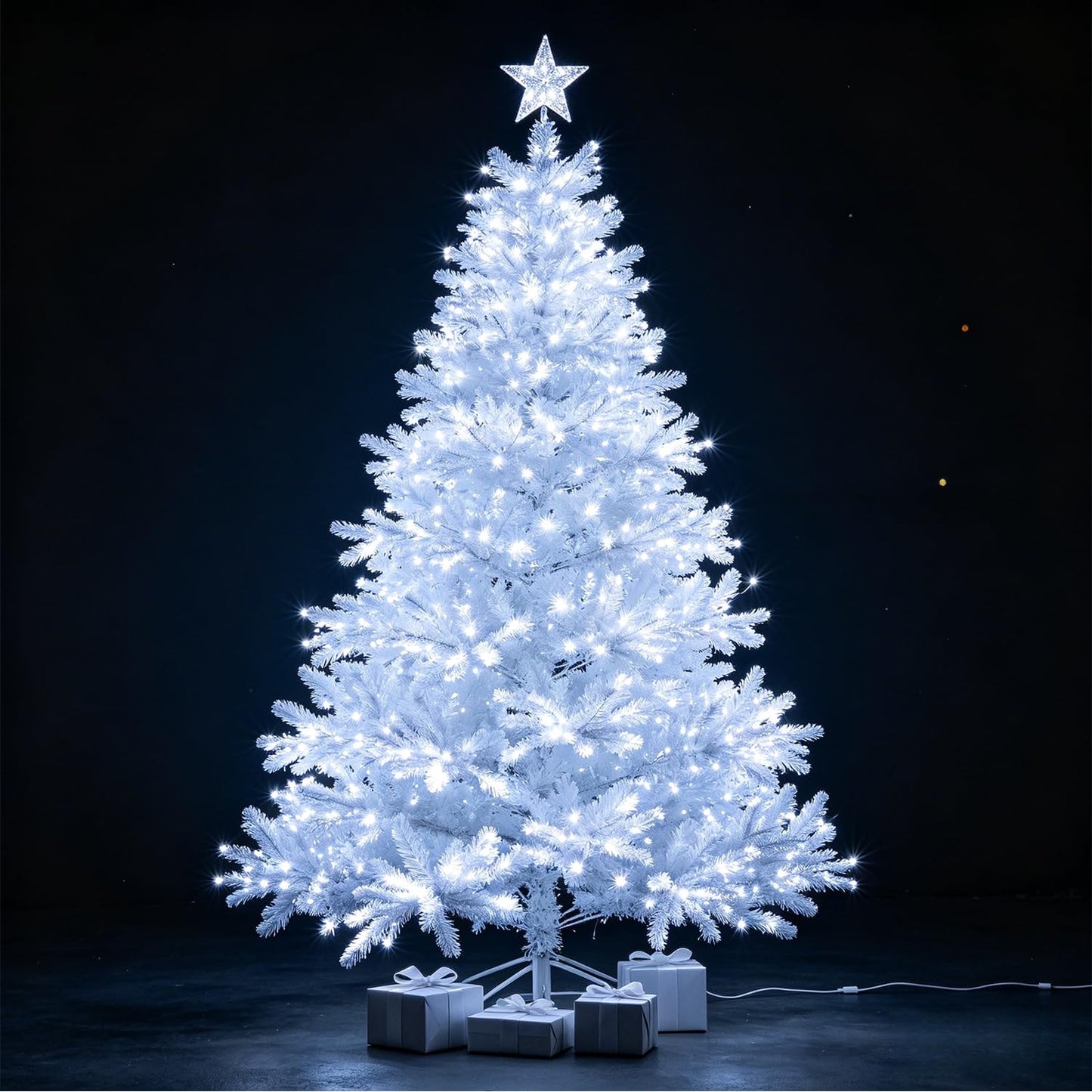 LJLNION 300 LED String Lights Outdoor Indoor, Extra Long 98.5FT Super Bright Christmas Lights, 8 Lighting Modes, Plug in Waterproof Fairy Lights for Holiday Wedding Party Bedroom Decorations ( White)