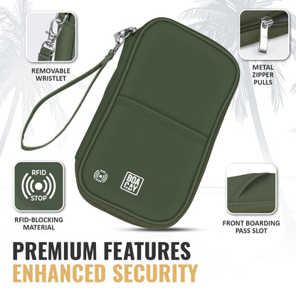 BOACAY Travel Document Organizer with RFID, Family Passport Holder, Wallet for Women & Men, Portable & Waterproof Case for Cards, Boarding Pass, Money