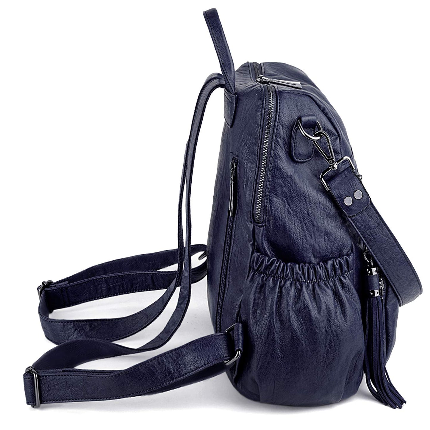 UTO Women Backpack Purse Leather Vegan Ladies Fashion Designer Rucksack Convertible Travel Shoulder Bag with Tassel Blue