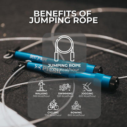 PICSIL Bee Rope - Aluminum Rope The only self-Adjusting Rope in The World, Very Light and Extremely Fast. Speed Rope, Double Dutch Jump Rope Double Unders, Cross Training, Boxing, Fitness (New Black)