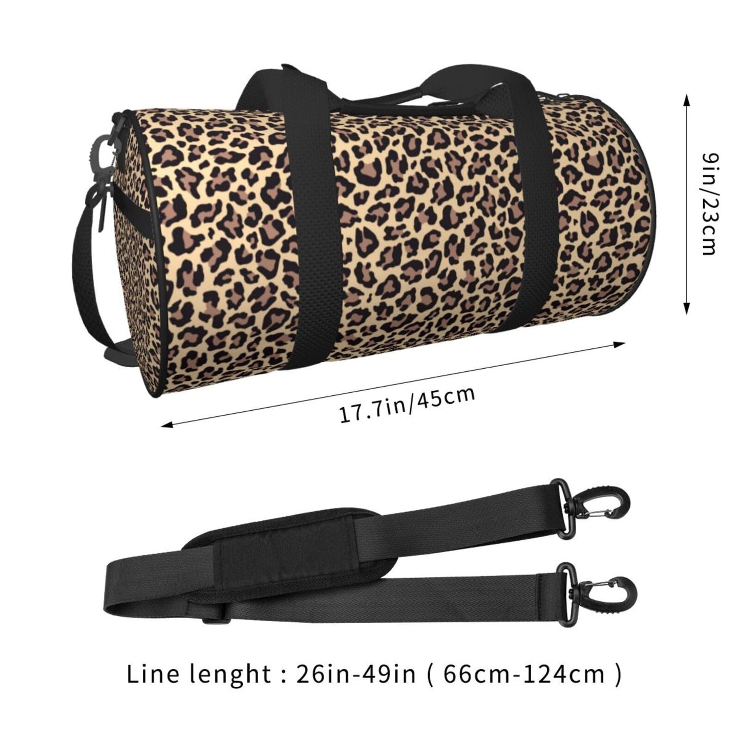 Gbuzozie Leopard Print Gym Duffle Bag Foldable Cheetah Lightweight Carry On Weekender Travel Duffel Bags Sport Bags For Fitness Yoga Beach Swim Men Women