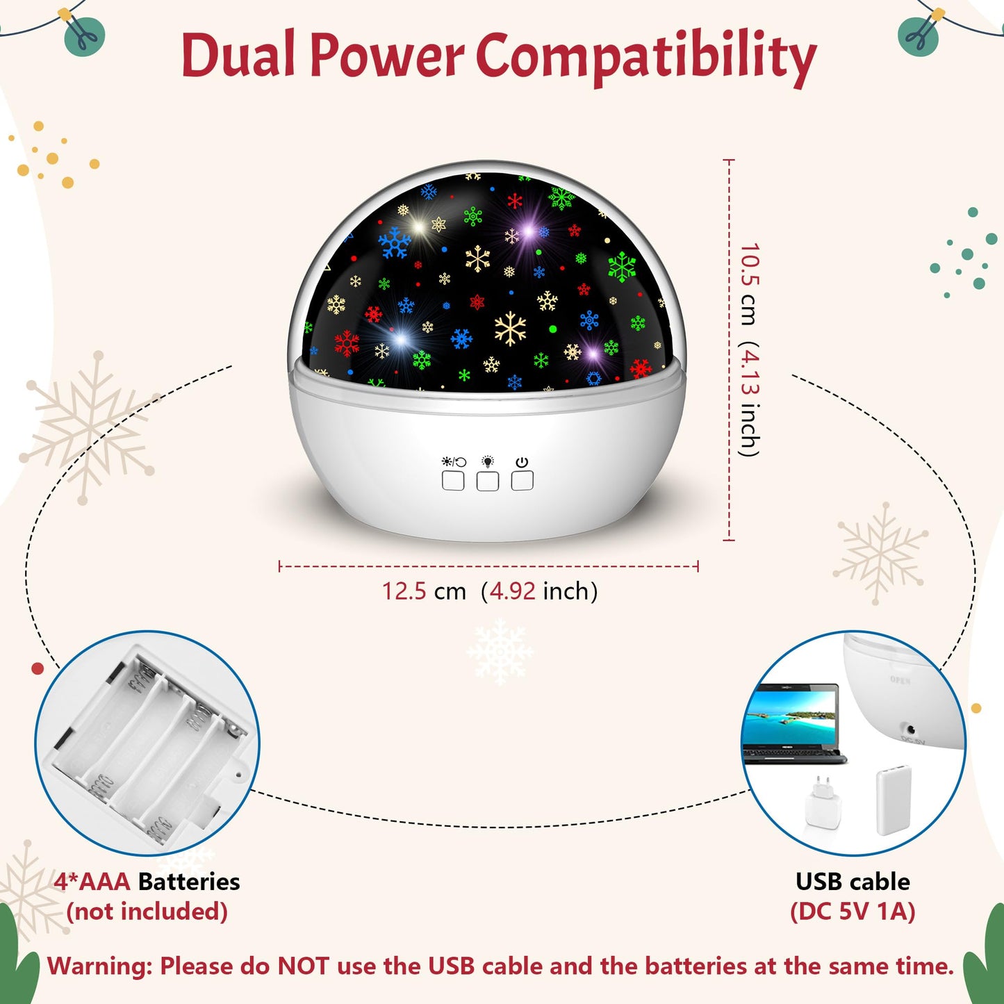Christmas Projector Night Light Indoor, Snowflake NightLight for Room Decor, Kids Star Projector Night Light with Starry&Snowfall Theme,Xmas Birthday Gift Toy for Baby Toddler