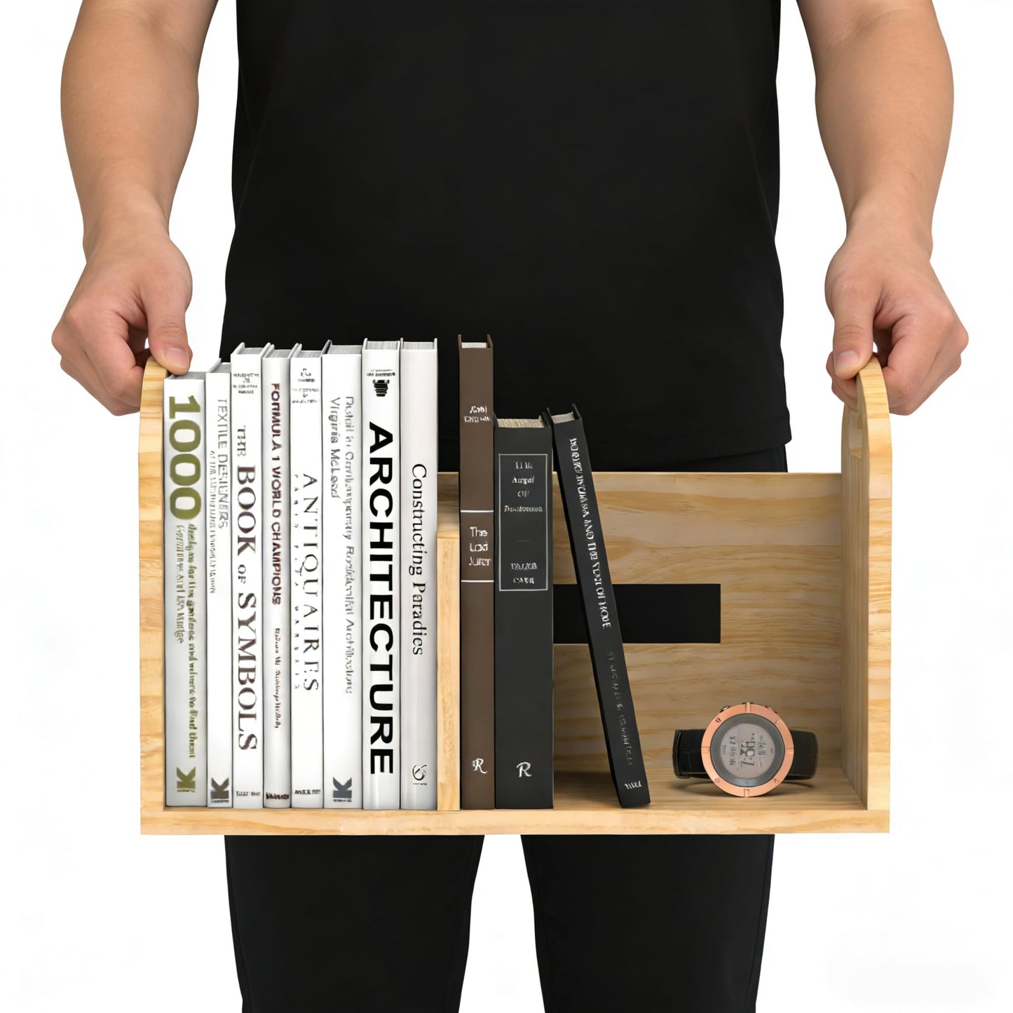 100% Solid Wood Adjustable Desktop Bookshelf, Retro Tabletop Book Shelf File Holder, Vertical Bookshelf Divider Desk Shelf for Home School Office Organization, Perfect for Books, Cookbooks, Magazine