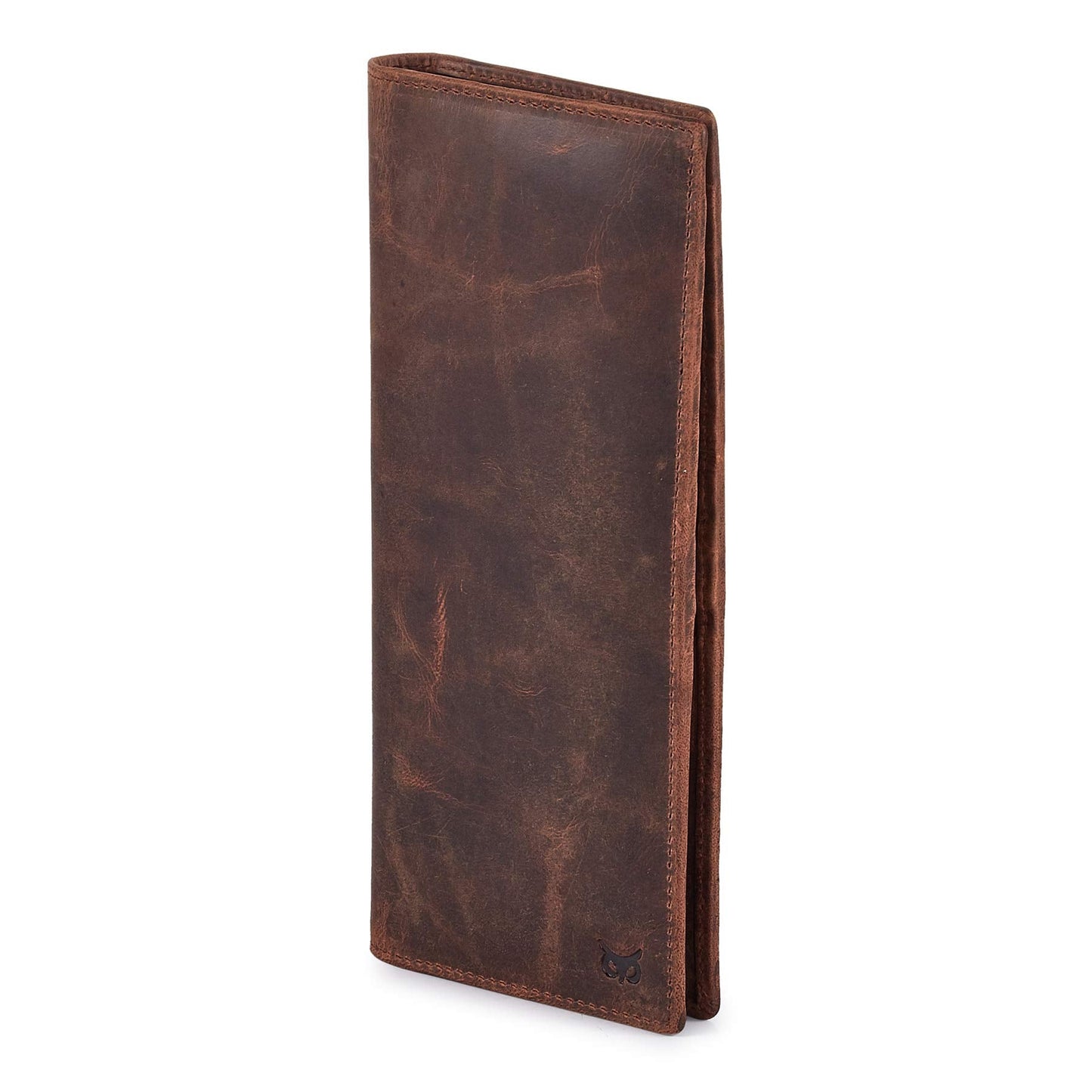 Long Wallet for Men Women Real Leather Bifold RFID Stylish Slim Handmade 2 ID Window Credit Card Holder in Gift Box (Cognac, Crazy Horse)