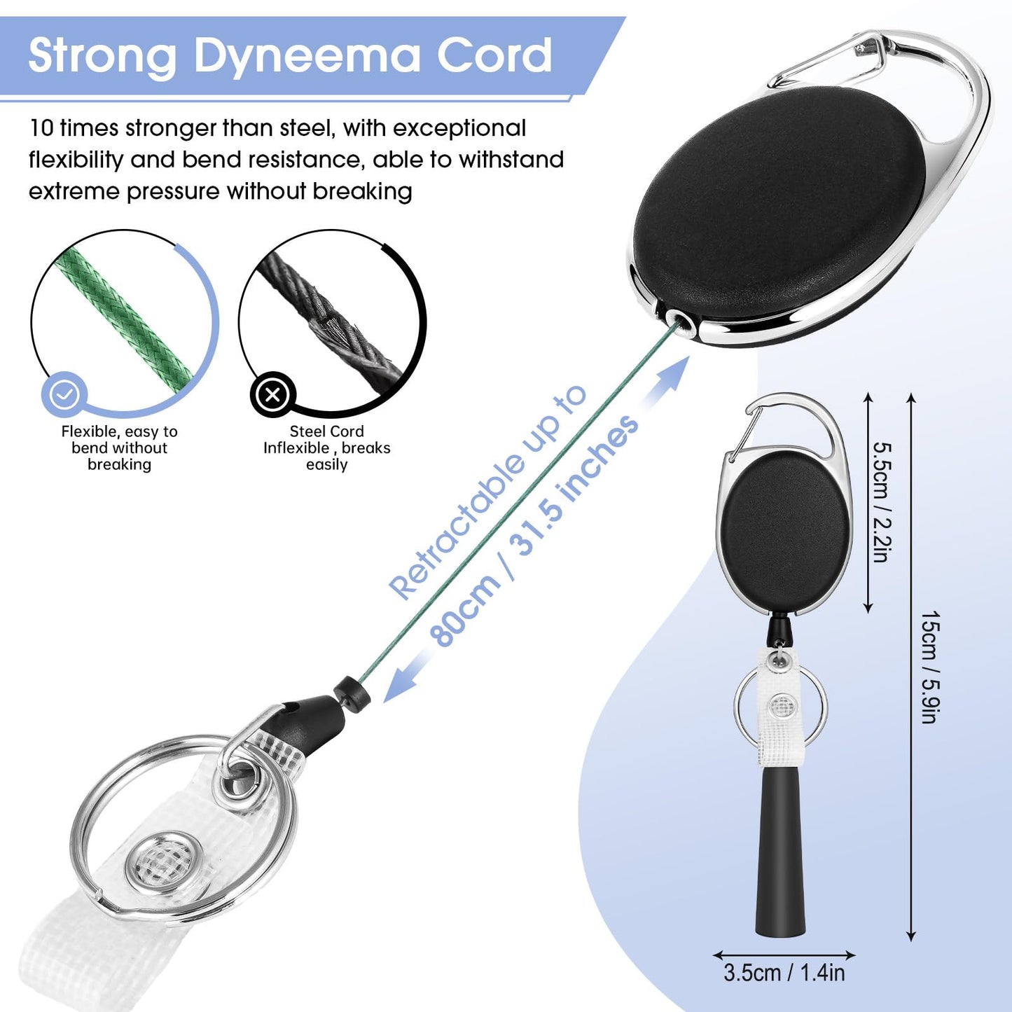 4 Pack Retractable Pen Pencil Holder with 31.5" Durable Dyneema Cord,Elastic Silicone Retractable Pen Holder for Nurses,Carpenters,Mechanics,Architects,Office Workers