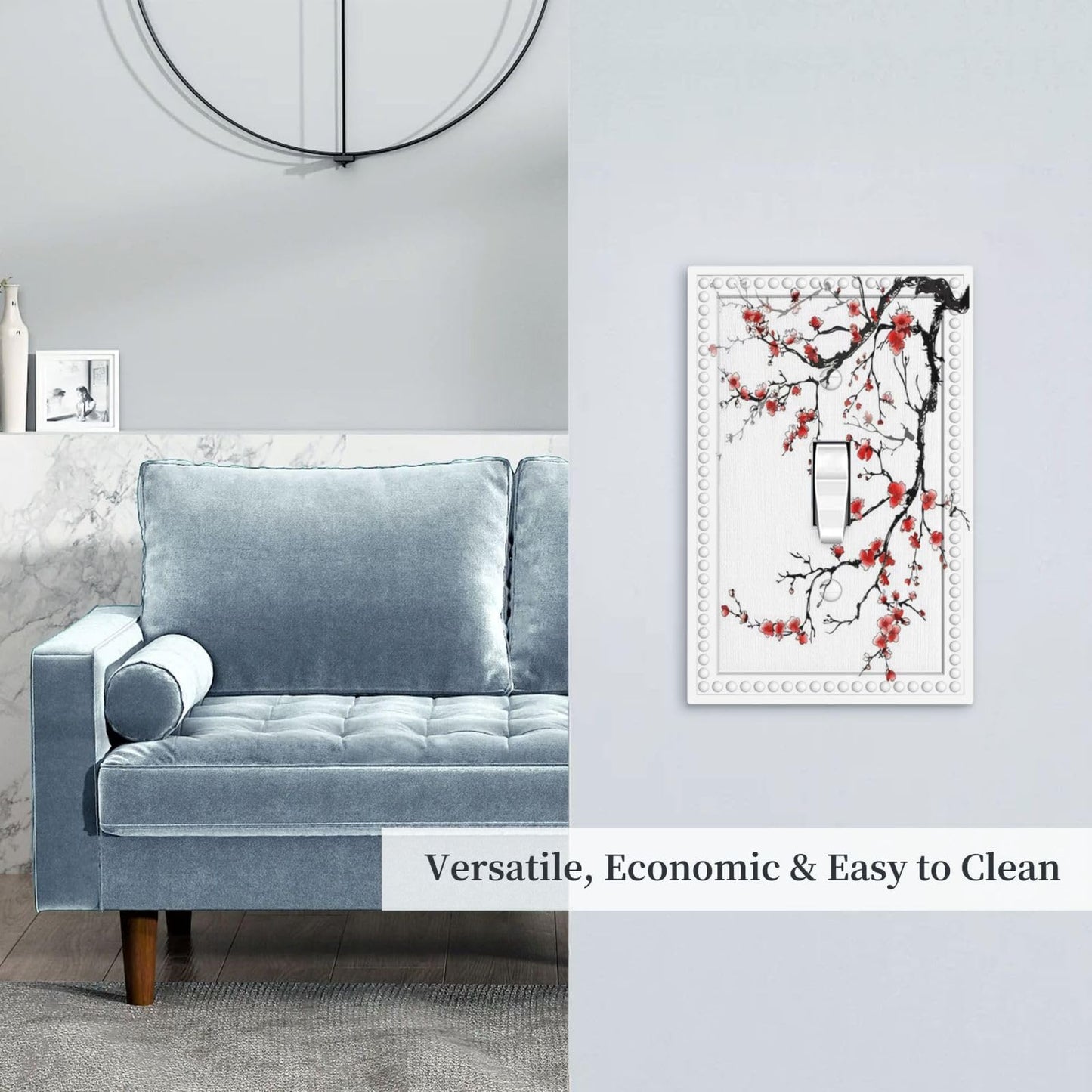 Red Plum Blossom 1 Gang Light Switch Plate Oriental Asian Chinese Traditional Ink Painting Classic Art Natural Creative Single Toggle Wall Plate Cover Switchplate Faceplate Japanese Ink Abstract Decor