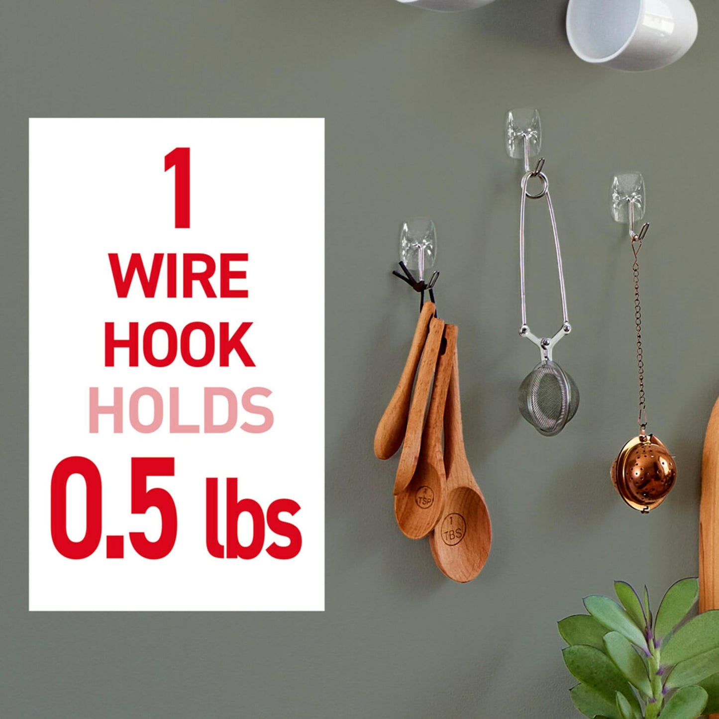 Command Small Clear Wire Toggle Hooks, 20 Wall Hook and 24 Strips, Damage-Free Hanging with Adhesive, Great for Hanging, Organization and Storage, Holds up to 0.5 lb