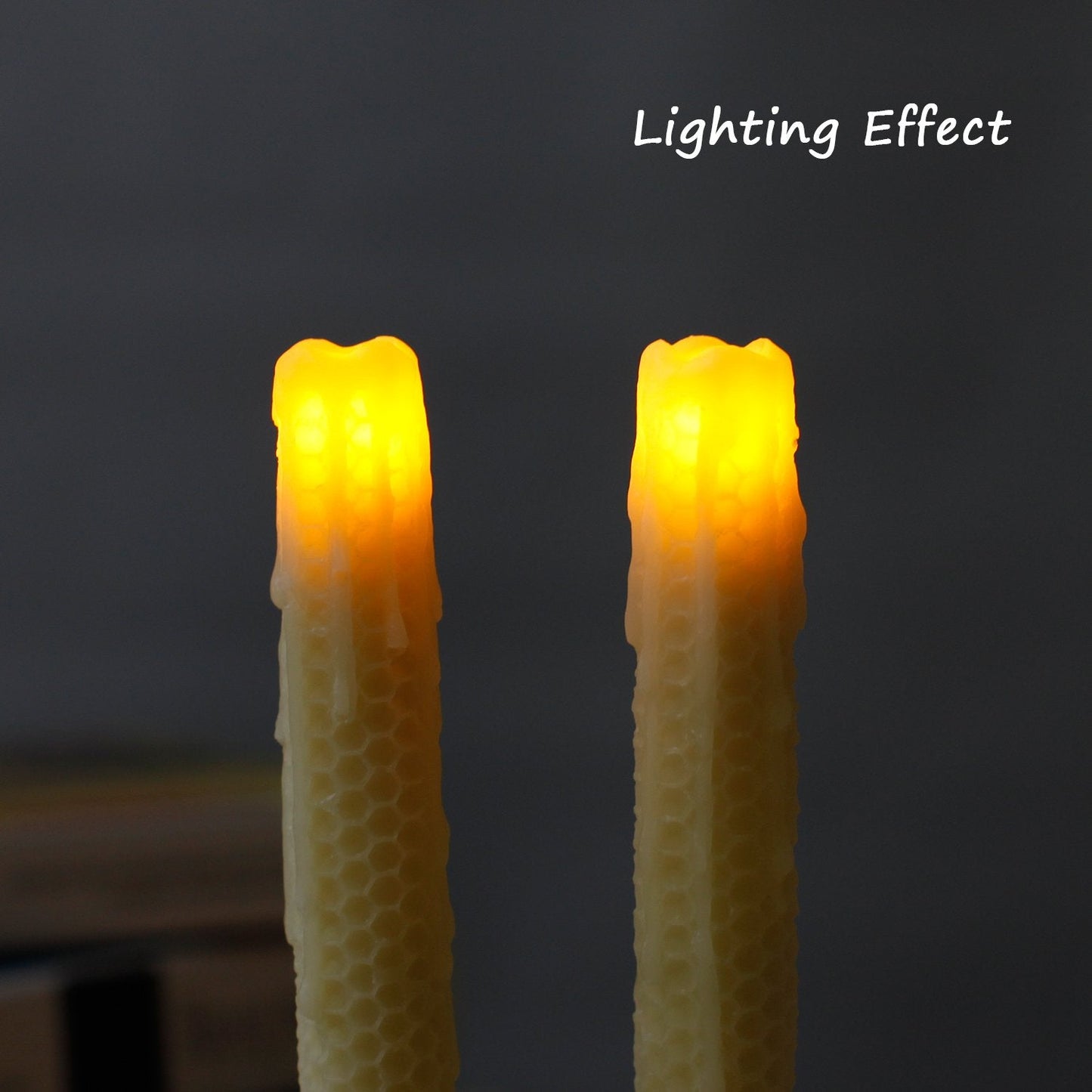 GiveU Taper Candles-Led Melted Dripping Honeycomb Flickering Flameless Candles with Timer,9 inch Tall,Ivory,Pack of 2