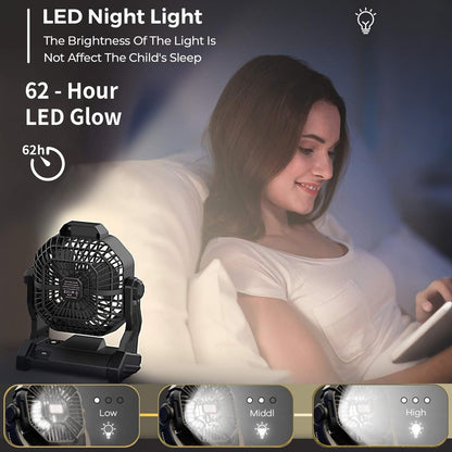CONBOLA Portable Fan Rechargeable, 20400mAh Cordless Battery Powered Fan with LED Lantern, USB C Battery Operated for Travel Bedroom Home Camping Tent Office Beach Desk Fishing Outdoor