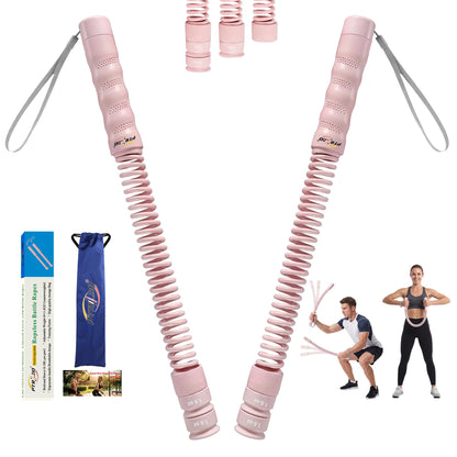 Cordless Battle Ropes for Home Gym & Apartment-Portable Ropeless Battle Ropes with 3 Adjustable Resistance Levels for Strength Training, HIIT & Full Body Exercise Includes Workout Guide & Storage Bag