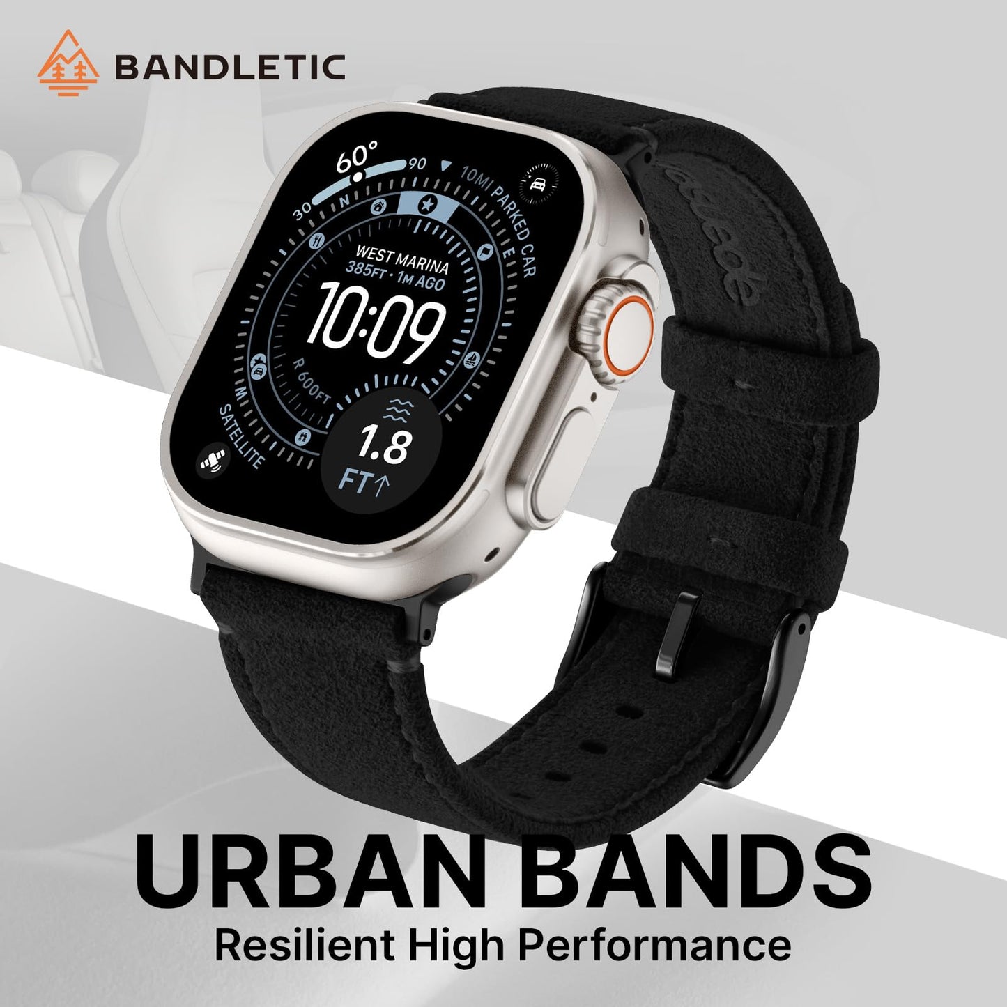 Bandletic Suede Leather Band Compatible with Apple Watch Bands for Men Women, Soft Strap for iWatch Ultra 3 2 Band 49mm, Series 11 10 (46mm), 9 8 7 (45mm), SE3 SE2 SE 6 5 4 (44mm), 3 2 1(42mm), Black