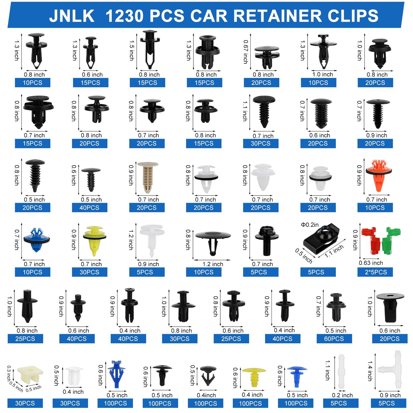 1365Pcs Car Push Retainer Clips Body Clips Plastic Fasteners Kit Fender Rivet Clips 44 Most Popular Sizes Nylon Auto Push Pin Rivets Set for Toyota GM Ford Honda Acura Chrysler,red