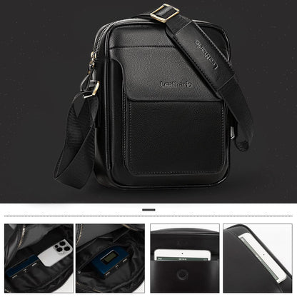 Leathario Crossbody Bag For Men Vegan Leather Shoulder Messenger Purse Sling Satchel Bag For Work Business Travel