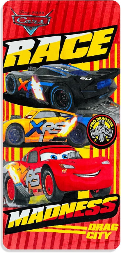 Kids Licensed Character Beach & Hooded Bath Towel - Soft & Absorbent | Cars, 40 x 60 Inches