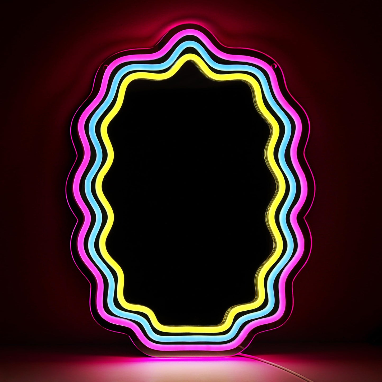 Kavaas Wavy Neon Mirror 16.9" x 12.7", LED Wave Mirror with Lights for Bedroom, Girls Room - Best Gifts for Teen Girls, Birthday, Christmas