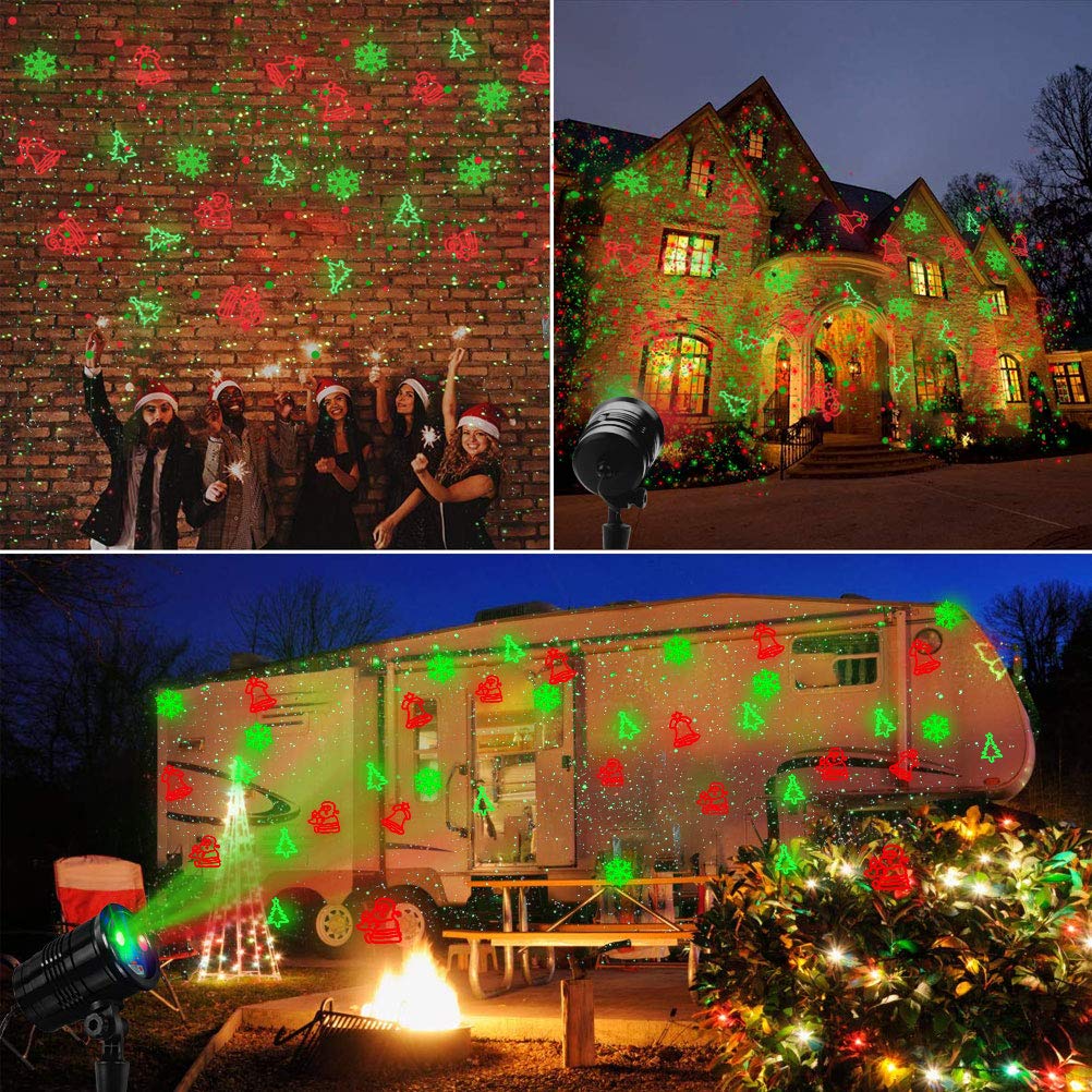 Christmas Projector Lights Outdoor, Led Christmas Laser Lights Landscape Spotlight Red and Green Star Show with Rf Wireless Remote Christmas Decorative for Outdoor Garden Patio Xmas Holiday Party