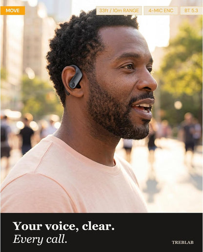 TREBLAB X3 Pro - Wireless Sports Earbuds | Comfortable Bluetooth Headphones with Secure Ear Hooks, 12H Battery Life, IPX5 Sweatproof