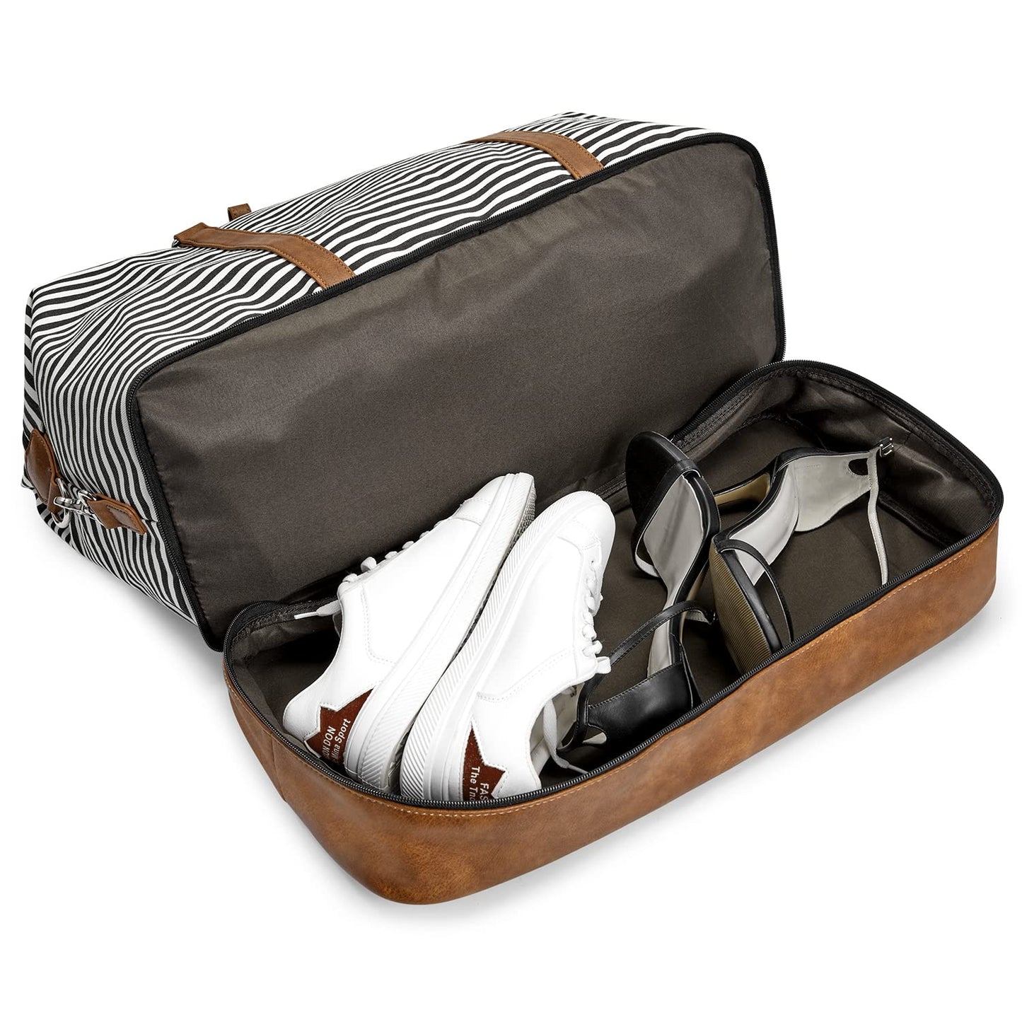 S-ZONE Weekender Bags for Women Men Travel Duffel Bags with Shoe Compartment Overnight Carry on Duffle Tote