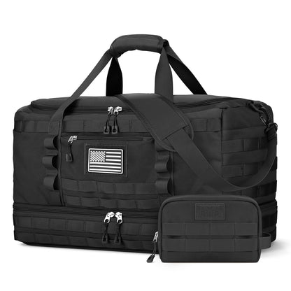 ETRONIK Travel Bag for Men Women, Gym Bag & Tactical Duffle Bags for Travel, Carry on with Toiletry Bag and Shoe Compartment, Weekender Overnight Trip with Wet Pocket for Workout Medical, Black
