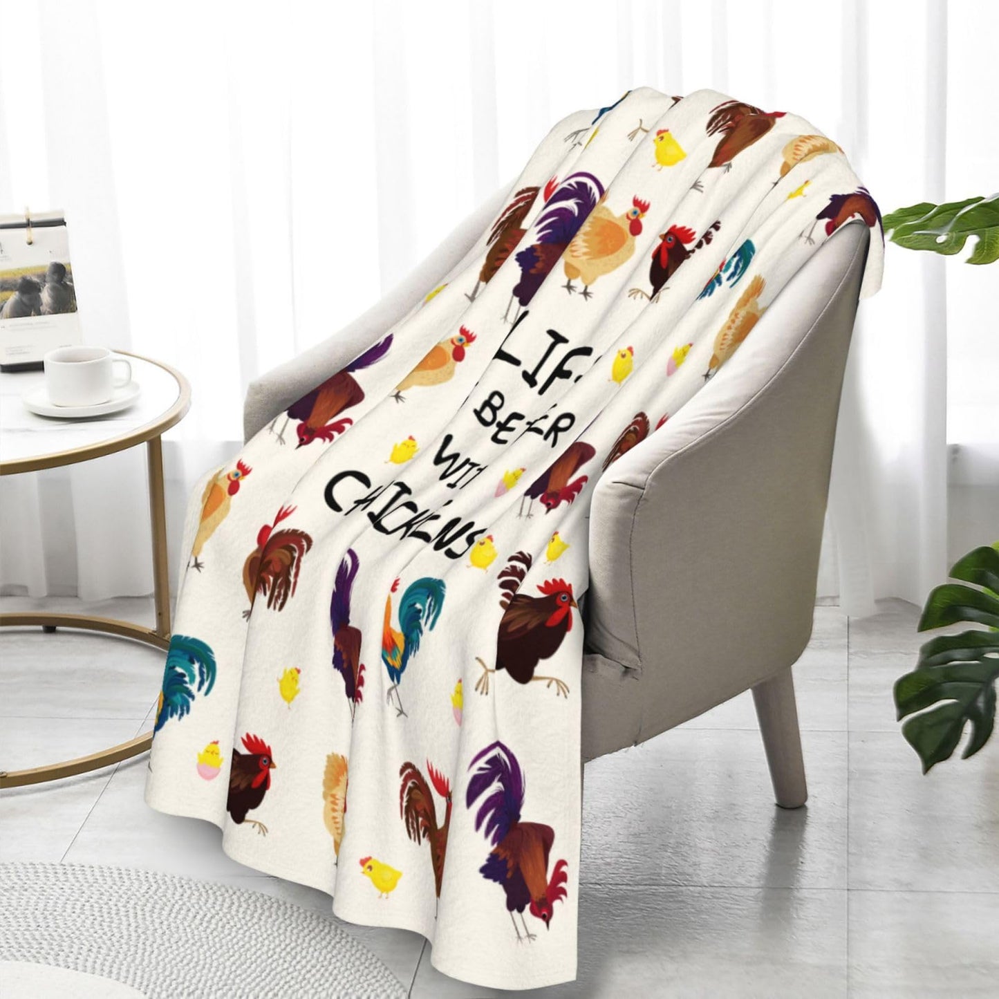 Chicken Blanket Rooster Flannel Throw Blanket 60"x50" Blanket for Adult and Kids Decorative Blankets Funny Soft Cozy Blanket