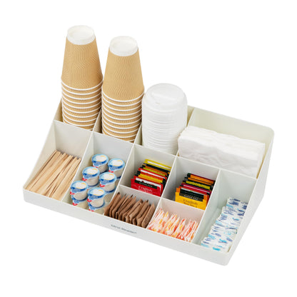 Mind Reader Cup and Condiment Station, Countertop Organizer, Coffee Bar, Kitchen, Stirrers, 17.875"L x 9.5"W x 6.625"H, Black