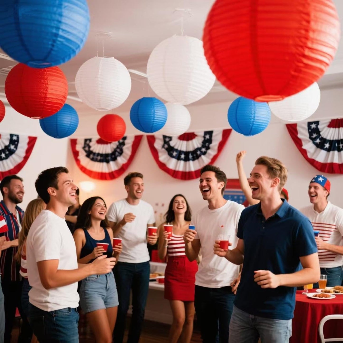 KUNYYI Red -White and Blue Paper Lanterns 12Pcs Hanging Lanterns for Birthday Party, Wedding, Home Decor, Baby Shower Festive Decoration