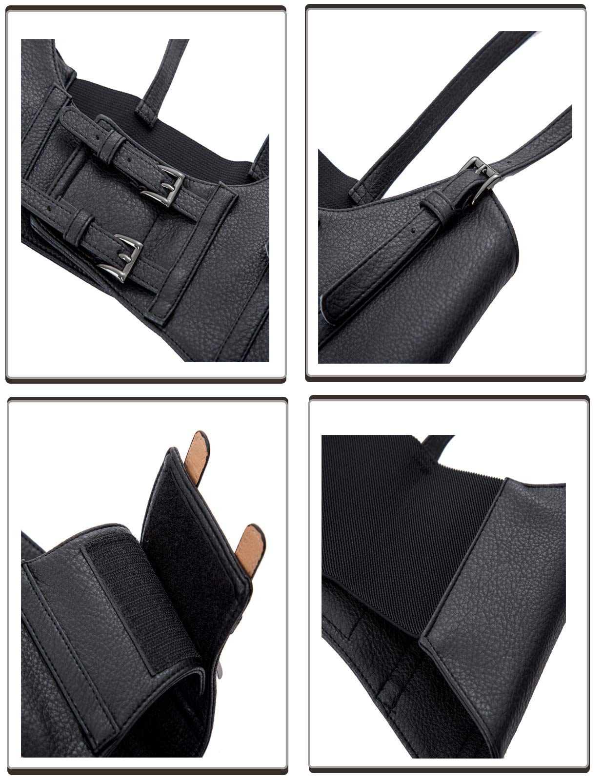 KANCY KOLE Womens Faux Leather Steampunk Sexy Underbust Waist Belt Corset(M,Black)