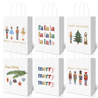 AnyDesign 18Pcs Nutcracker Gift Bags with Handle Watercolor Nutcracker Paper Bag Christmas Paper Gift Bags Xmas Treat Candy Goodie Bag for Xmas Party Favor Wedding Birthday, 5.9 x 8.3 x 3.1 Inch