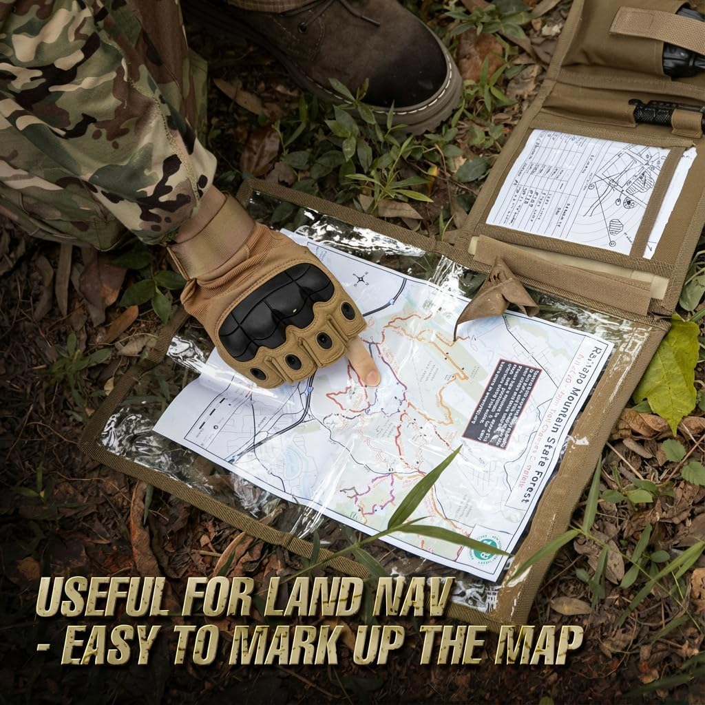 KOSIBATE Map Case, Military Map Protector, Water-resistant Map Pouch Holder for Outdoors or Hiking