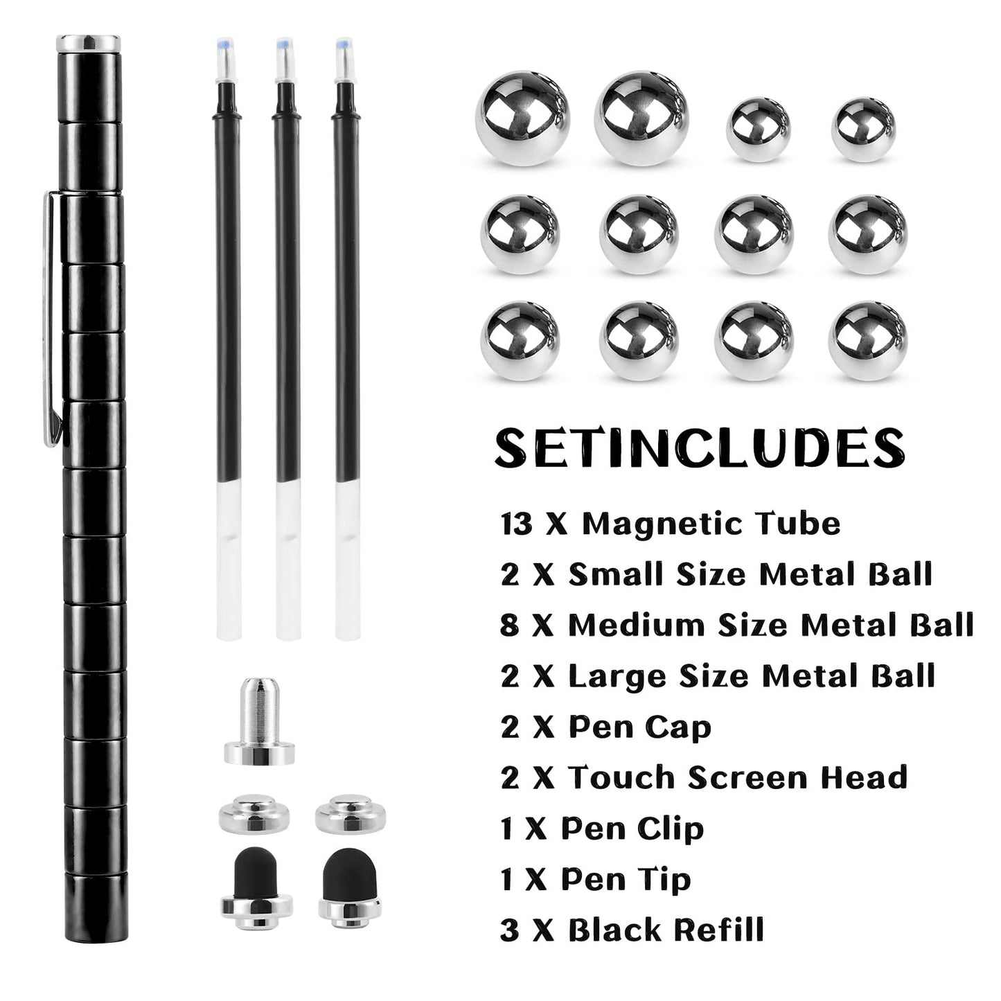 LARAH Black Fidget Pen Toy, Sensory Tool EDC Fidgeting Game for Adults, Cool Gadget Best for Stress and Anxiety Relief and Kill Time,Novelty Gifts for Teen and Adults