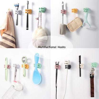 iBetterLife Self-adhesive Silicone Hook Holders - 5Pcs Mounted to Wall for Clipping Hanging Toothbrush Razor Towel Key Plug Cable, Utility Holders for Kitchen Bathroom Home Office Dorm Room Essentials