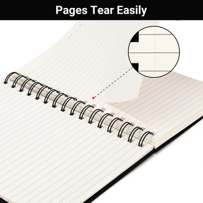 EUSOAR Spiral College Ruled Notebook, 12packs A5 5.5" x 8.3" 160Pages/ 80Sheets, Black Thick Hardcover, Tear-off 100GSM Lined Paper, 1 Subject Notepad for Office Meeting Business School Note Taking
