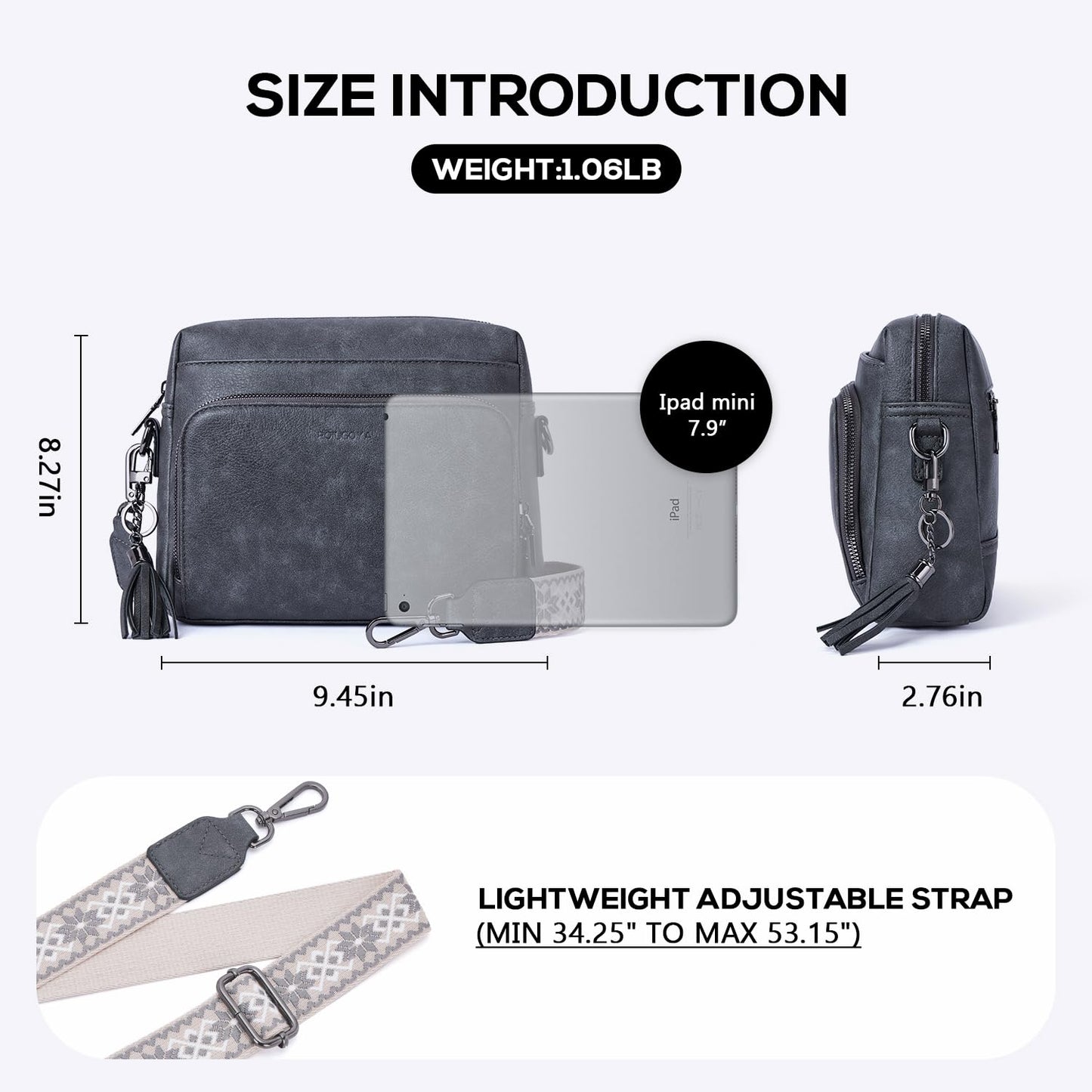 POIUGOYA Crossbody Purses for Women Trendy,Vegan Leather Medium Crossbody Bag,Women's Crossbody Travel Purse Built in Wallet