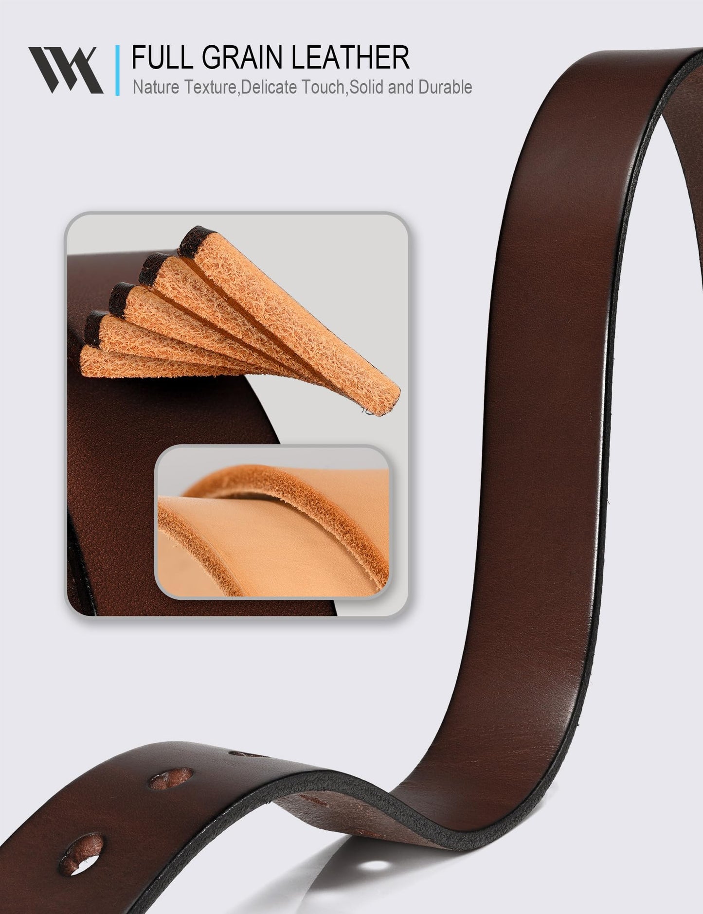 WOLFANT Full Grain Leather Belt for Women,1.1" Ladies Casual leather Jean Belt with Vintage Circle buckle in Gift Box