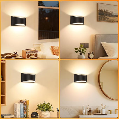 4 Pack Modern LED Wall Sconces, Black 3000K Warm White Hardwired Indoor Wall Lights Up and Down Wall Mount Light for Bedroom,Living Room, Hallway(with G9 Bulbs)