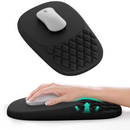 ‌VAGAU Ergonomic Mouse Pad with Wrist Rest, Wrist Rest Pain Relief Mousepad Memory Foam Massage & Non-Slip PU Base for Carpal Tunnel Pain Relief - Gaming, Office, Home Use (Black)