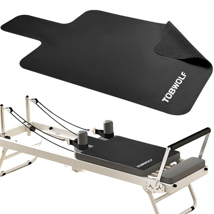 TOBWOLF Pilates Reformer Mat, 39" x 24" Non-Slip Suede Cover, Black