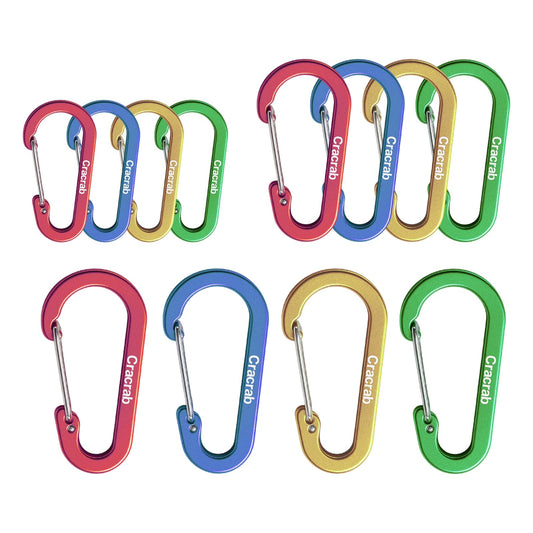 12Pcs Carabiner Clips Assorted Sizes Pack, Includes Small Medium Large 2/2.4/2.8 Inch Aluminum Carabiner Multicolor D Shape Keychain Clip for Backpack (Multiple Colors)