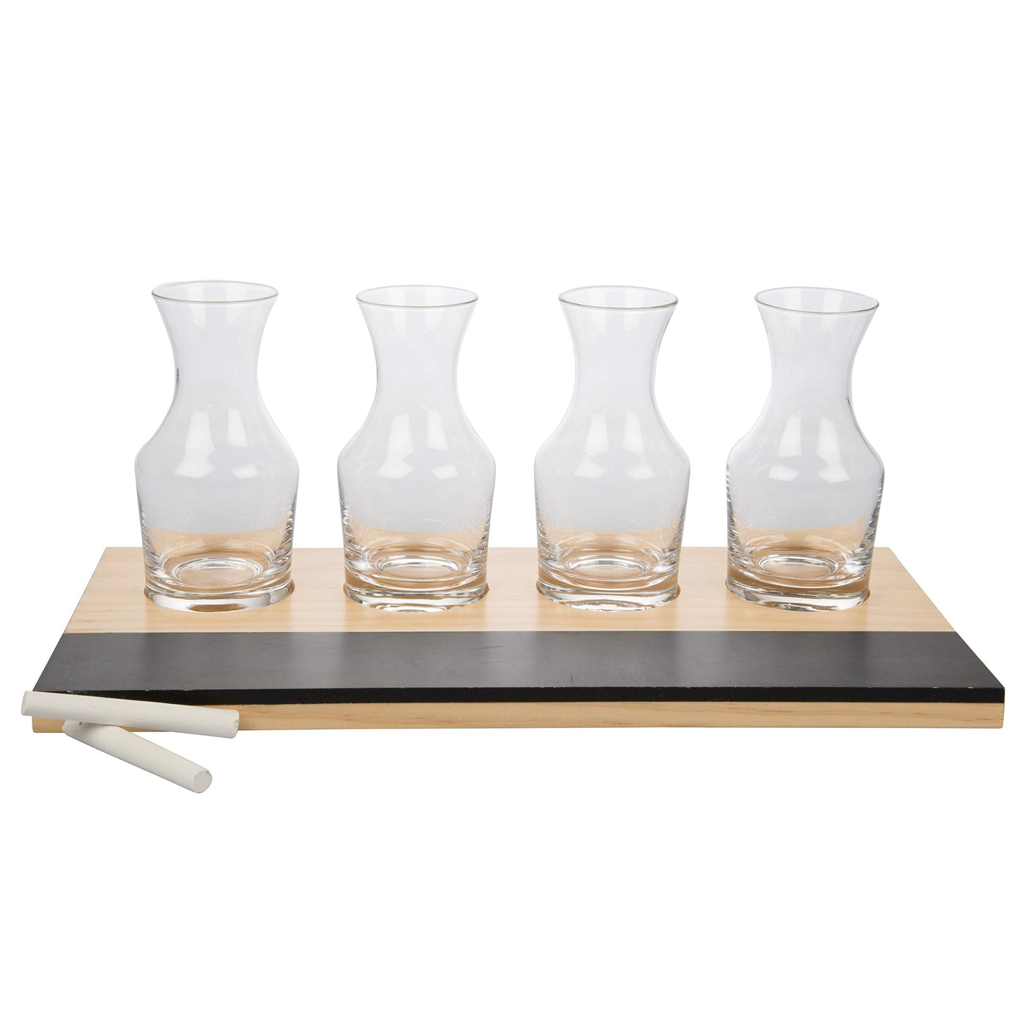 D'Eco Wine Tasting Flight Sampler Boards (2 Pack)- Set Includes Eight 6 oz Decanter Glasses & 2 Wood Paddles w Chalkboards- Great for Charcuterie Boards, Wine Tastings & Brunch - Wedding Gift