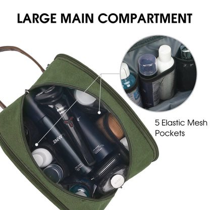 WANDF Travel Toiletry Bag for Men Large Toiletries Shaving Bag Water Resistant Hanging Dopp Kit Travel Accessories Bag for Women Men (Green)