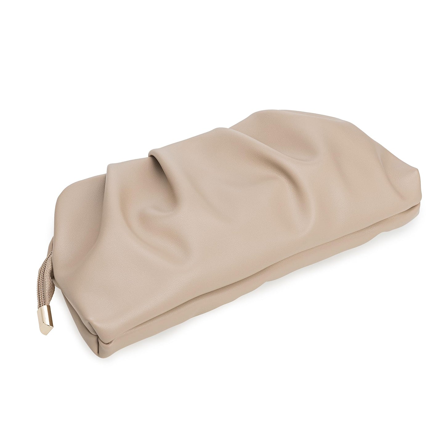 IXEBELLA Dressy PU Clutch Purse for Women Formal Soft Pleated Vegan Leather Evening Bag for Wedding/Prom/Cocktail Party (Taupe)
