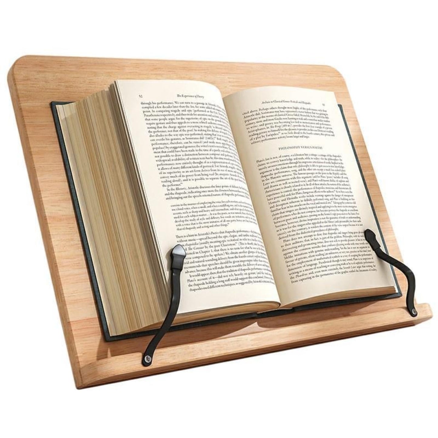 Reading Rack Wooden Bookshelf - Book Stand Foldable with 8 Adjustable Positions and Page Clips,Suitable for cookbooks、iPads、laptops、Sheet Music、and Reading Stands (11x7.9inch)