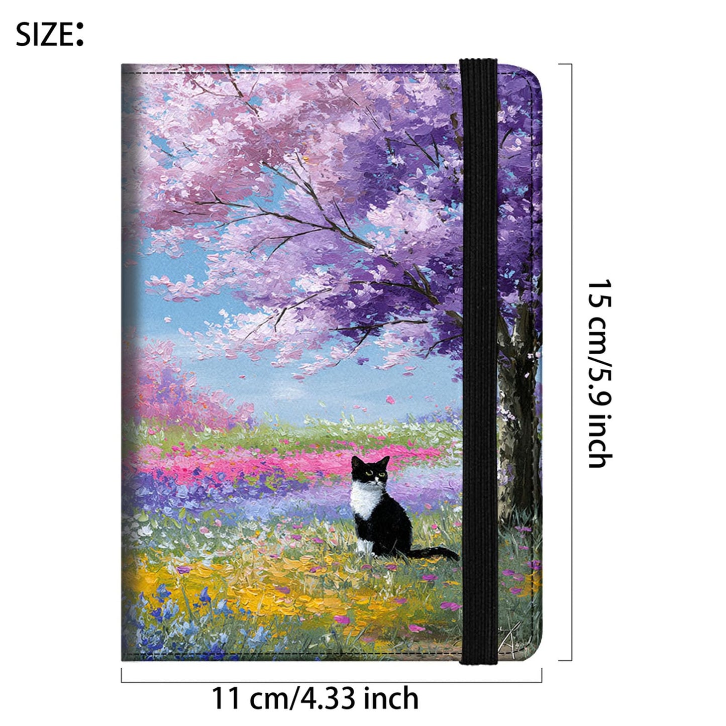 Bxgolkgd Passport Cover,RFID Blocking,Large Capacity Multi-Slot Travel Passport Wallet for Men & Women - Black and White Cat