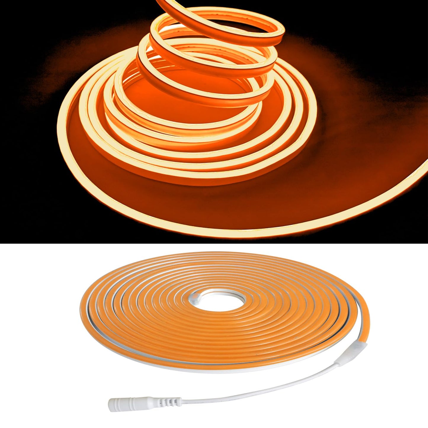 Maxlaxer Orange Neon LED Strip Lights, 16.4ft 12V Waterproof Flexible Light for Indoor/Outdoor Decoration (Includes Power Adapter)