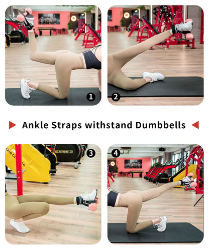 Adjustable Foot Weights Ankle Straps Dumbbell Attachment for Feet 2pc - Leg Curl Kickbacks, Leg Extensions Booty Workouts
