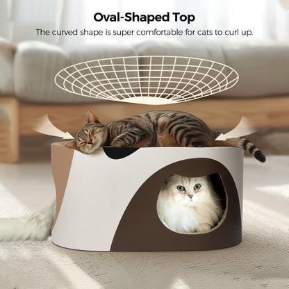 MSBC Big Cat Scratcher Lounge, Corrugated Cardboard Cat Scratcher House with Hole, Large Scratching Lounger Bed, Cat Scratching Pad for Indoor Cats as Furniture Protector, Rabbit Cardboard House