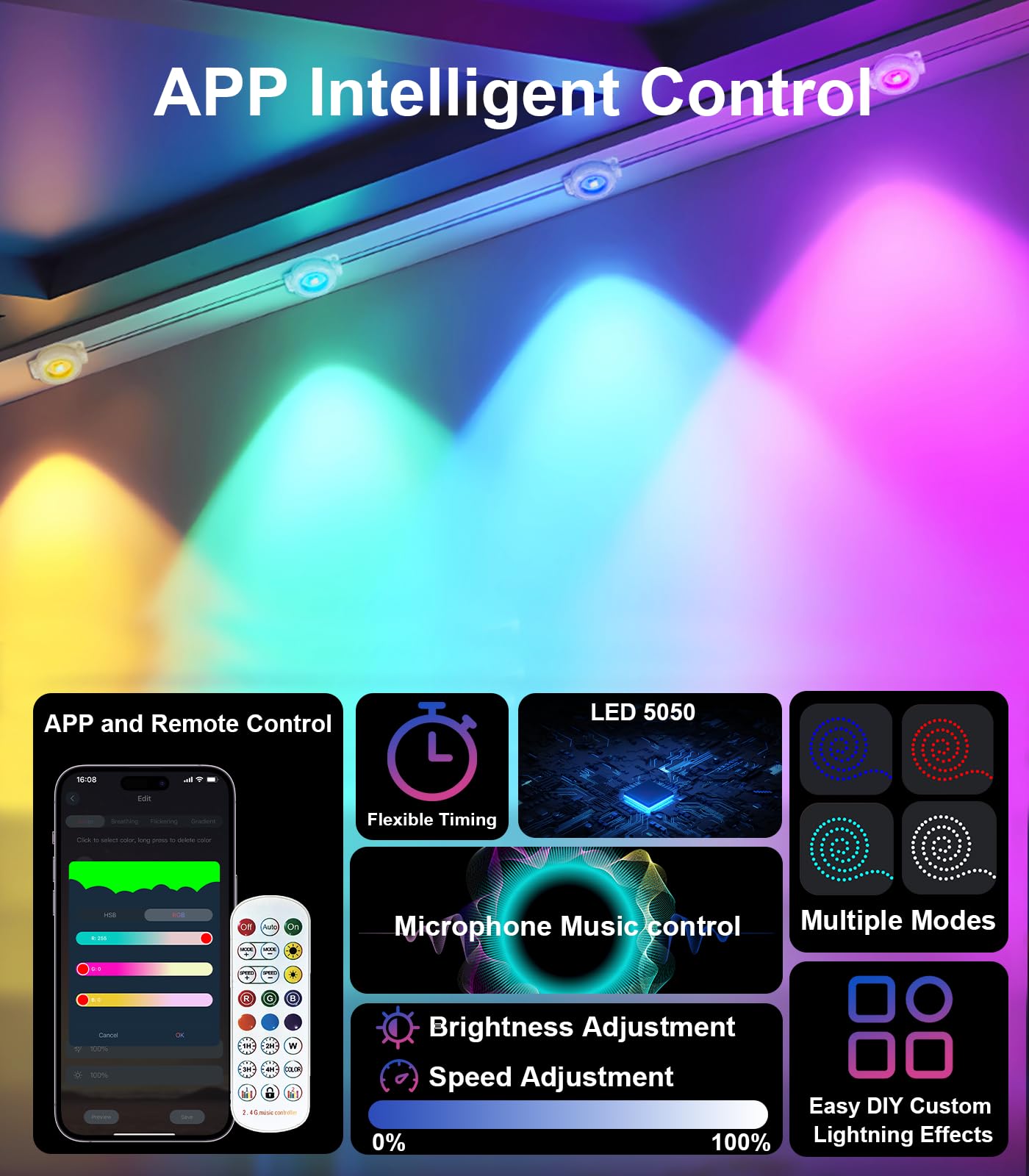 200FT Permanent Outdoor Lights for House, Smart RGB LED Outside Eaves Lights House Decor with APP Remote Control, IP67 Waterproof Outdoor Lighting for Holiday, Roof, Party, Daily, Halloween, Christmas